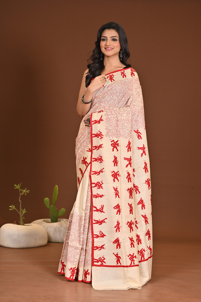 TUSSAR BHOOT APPLIQ SAREE