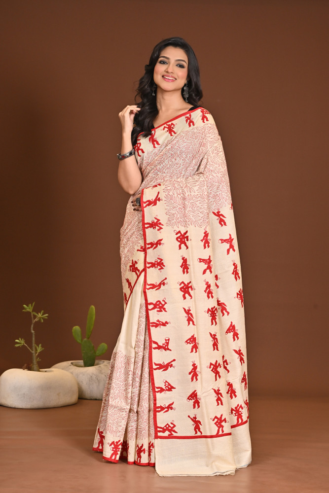 TUSSAR BHOOT APPLIQ SAREE