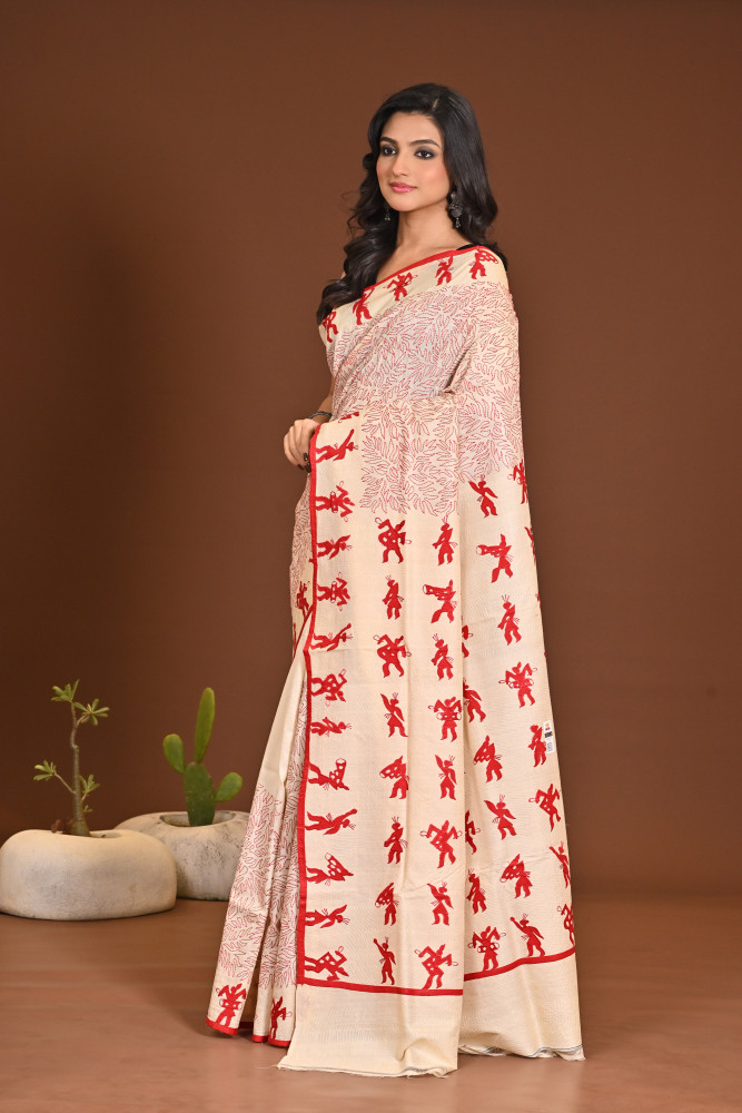 TUSSAR BHOOT APPLIQ SAREE