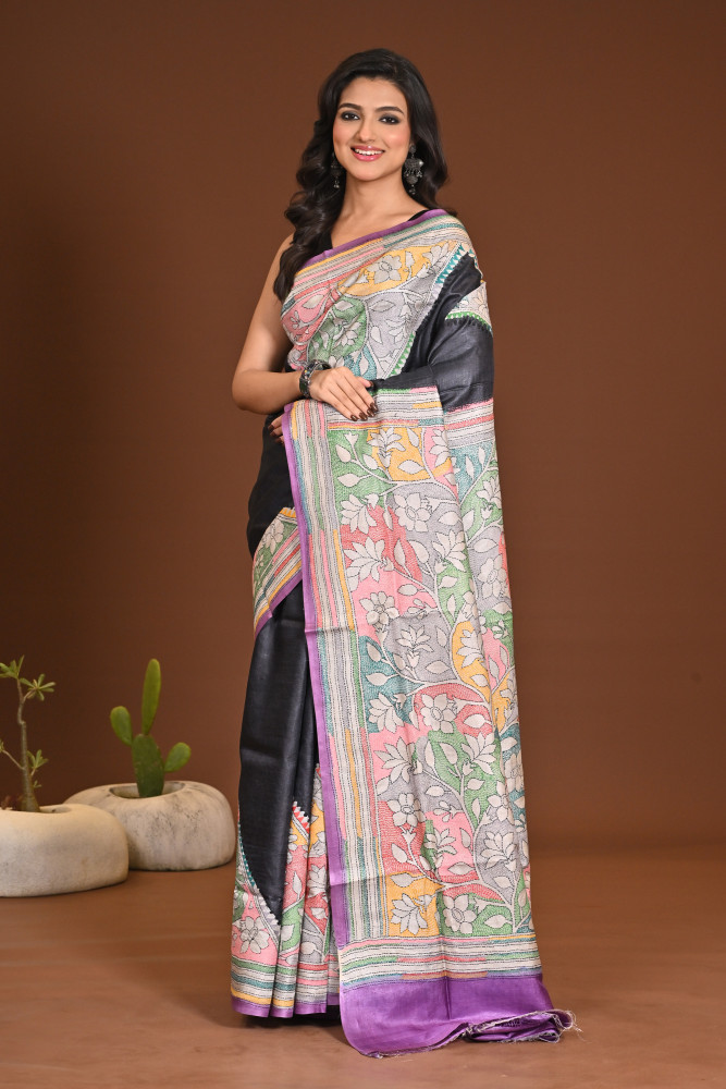 Image of TUSSAR DYE COLLAGE SAREE