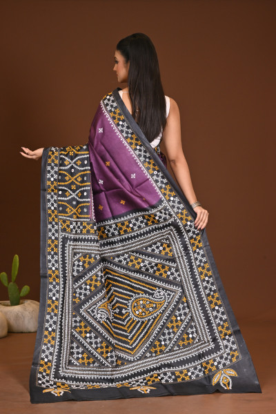 TUSSAR DYE GUJRATI MIRROR SAREE