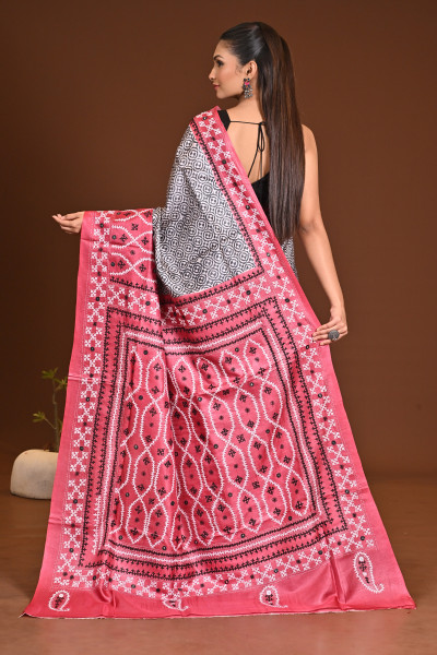 TUSSAR DYE GUJRATI MIRROR SAREE