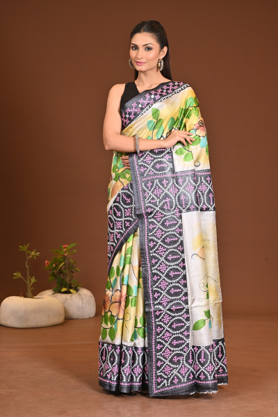 TUSSAR FUSION KANTHA SAREE