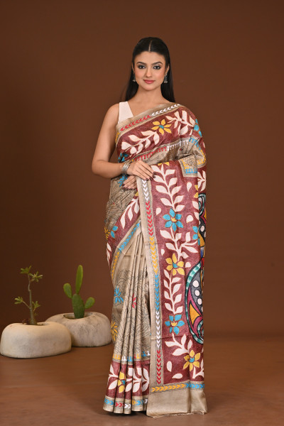 TUSSAR NEW HANDPRINT SAREE