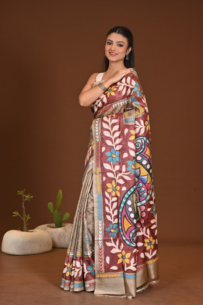 TUSSAR NEW HANDPRINT SAREE