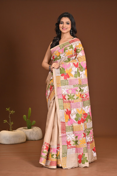 TUSSAR SILK KANTHA SAREE