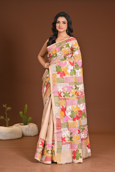 TUSSAR SILK KANTHA SAREE