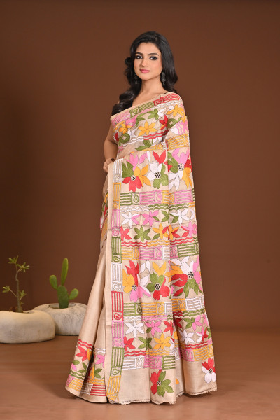 TUSSAR SILK KANTHA SAREE