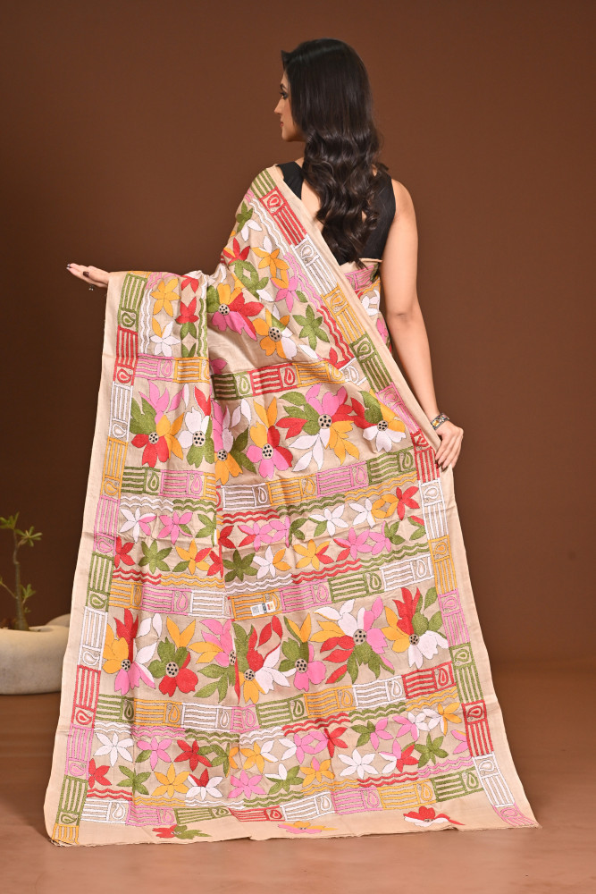 TUSSAR SILK KANTHA SAREE