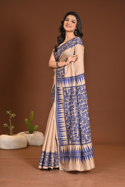 TUSSAR SILK KANTHA SAREE