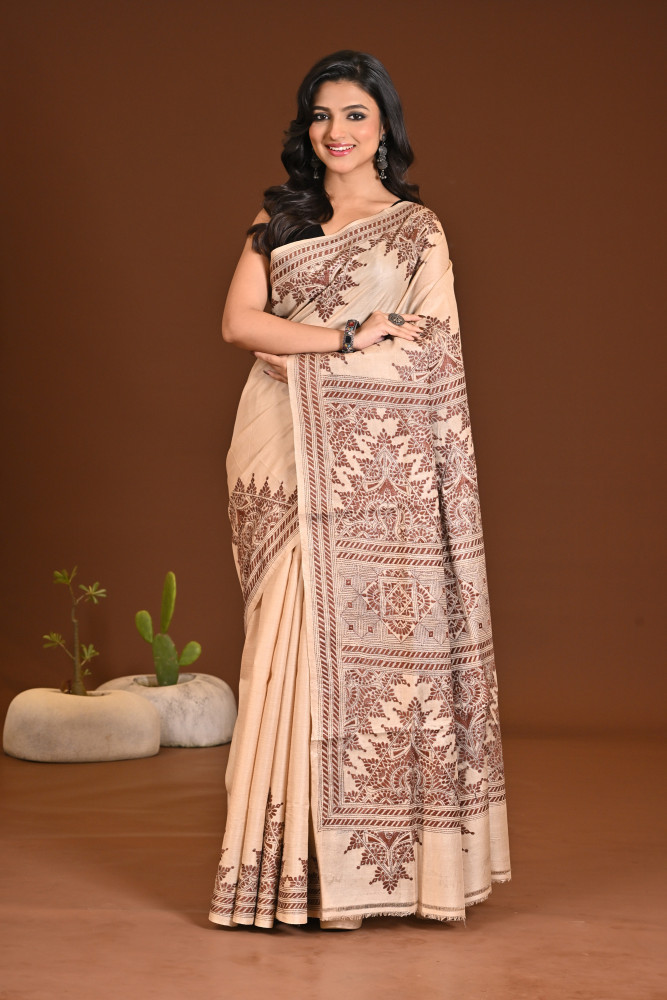 Image of TUSSAR SILK KANTHA SAREE