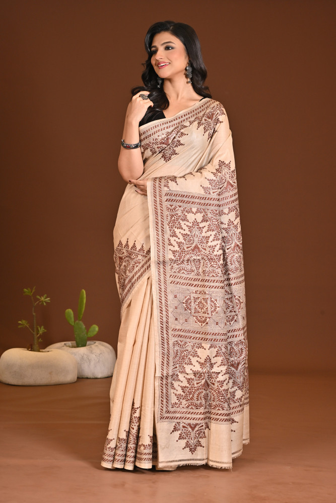 TUSSAR SILK KANTHA SAREE