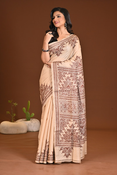 TUSSAR SILK KANTHA SAREE