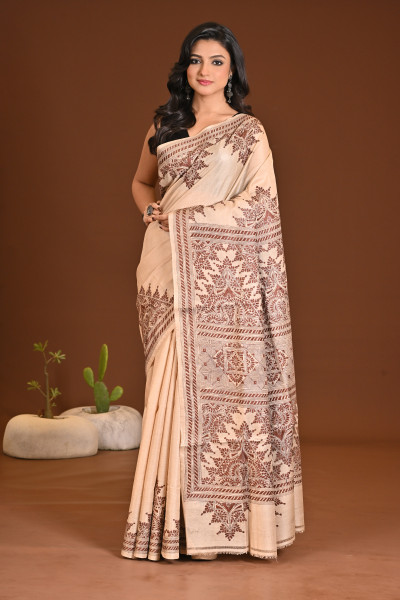 TUSSAR SILK KANTHA SAREE