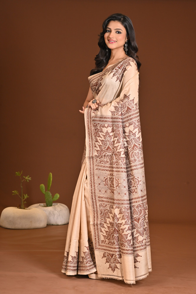 TUSSAR SILK KANTHA SAREE