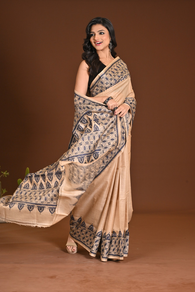 TUSSAR SILK KANTHA SAREE