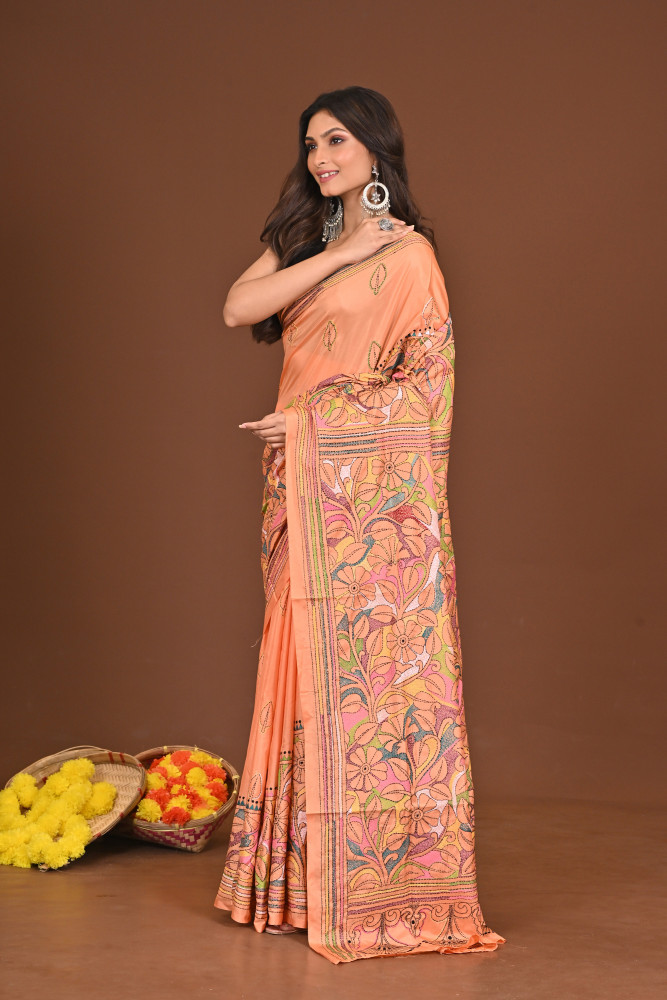 USHAUPOMA BLENDED SILK KANTHA SAREE