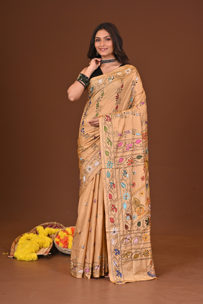UTSAVRANG BLENDED SILK KANTHA SAREE