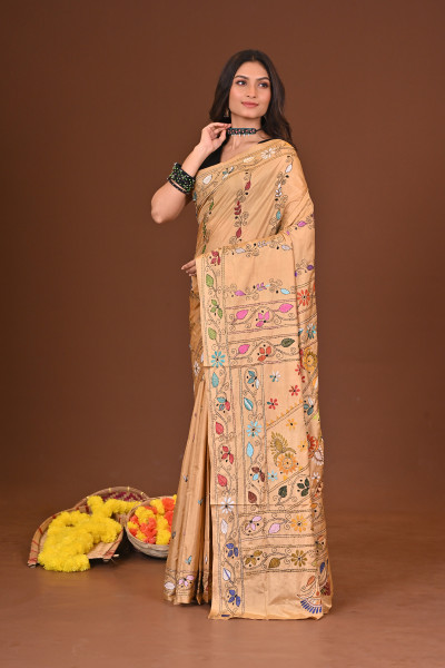 UTSAVRANG BLENDED SILK KANTHA SAREE