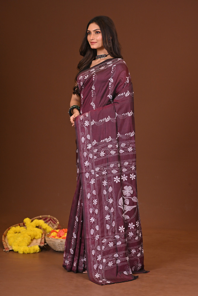 UTTORON BLENDED SILK KANTHA SAREE