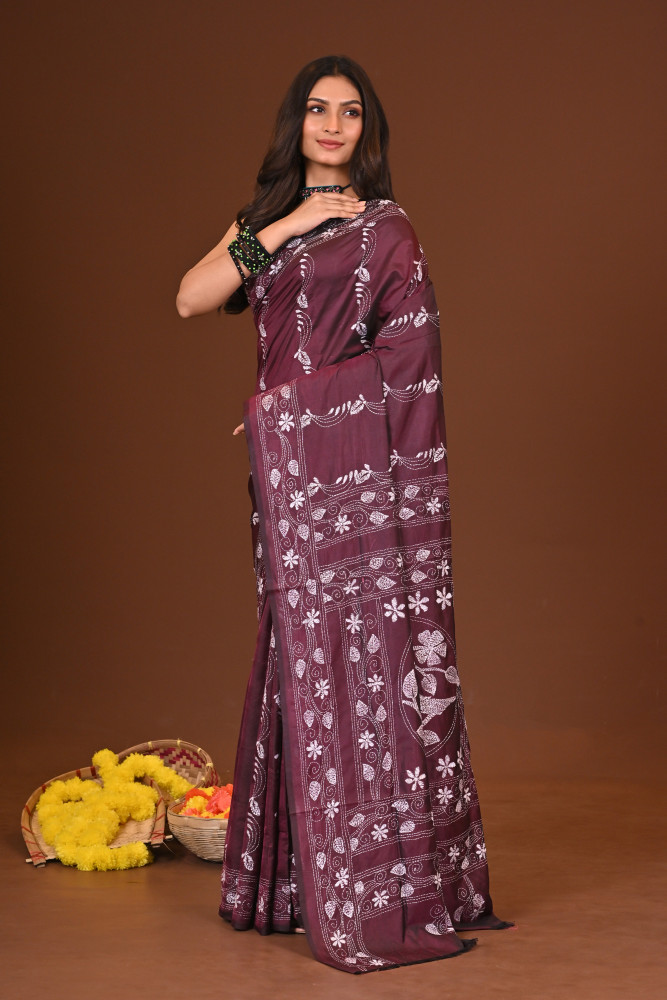 UTTORON BLENDED SILK KANTHA SAREE