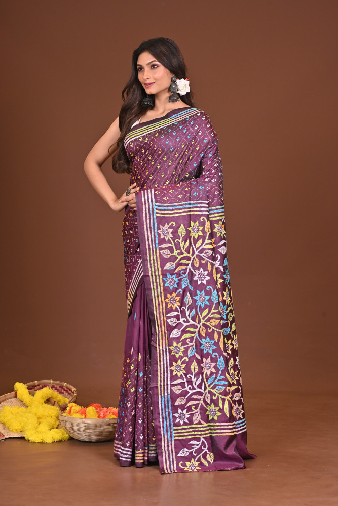 VANDANA BLENDED SILK KANTHA SAREE
