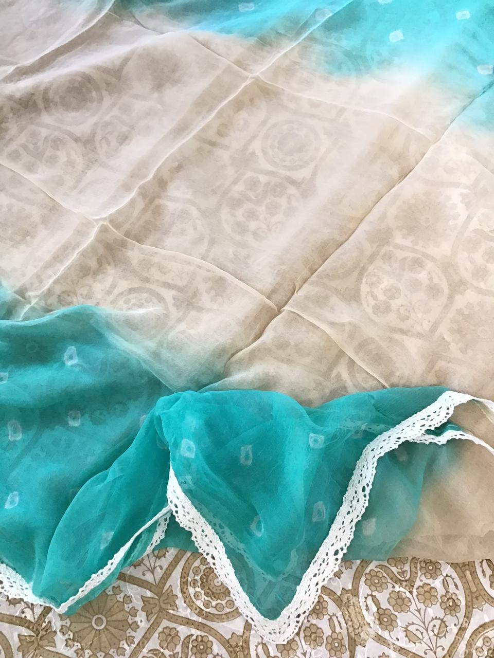 Pure Cotton Printed Embroidered Suit - Beige