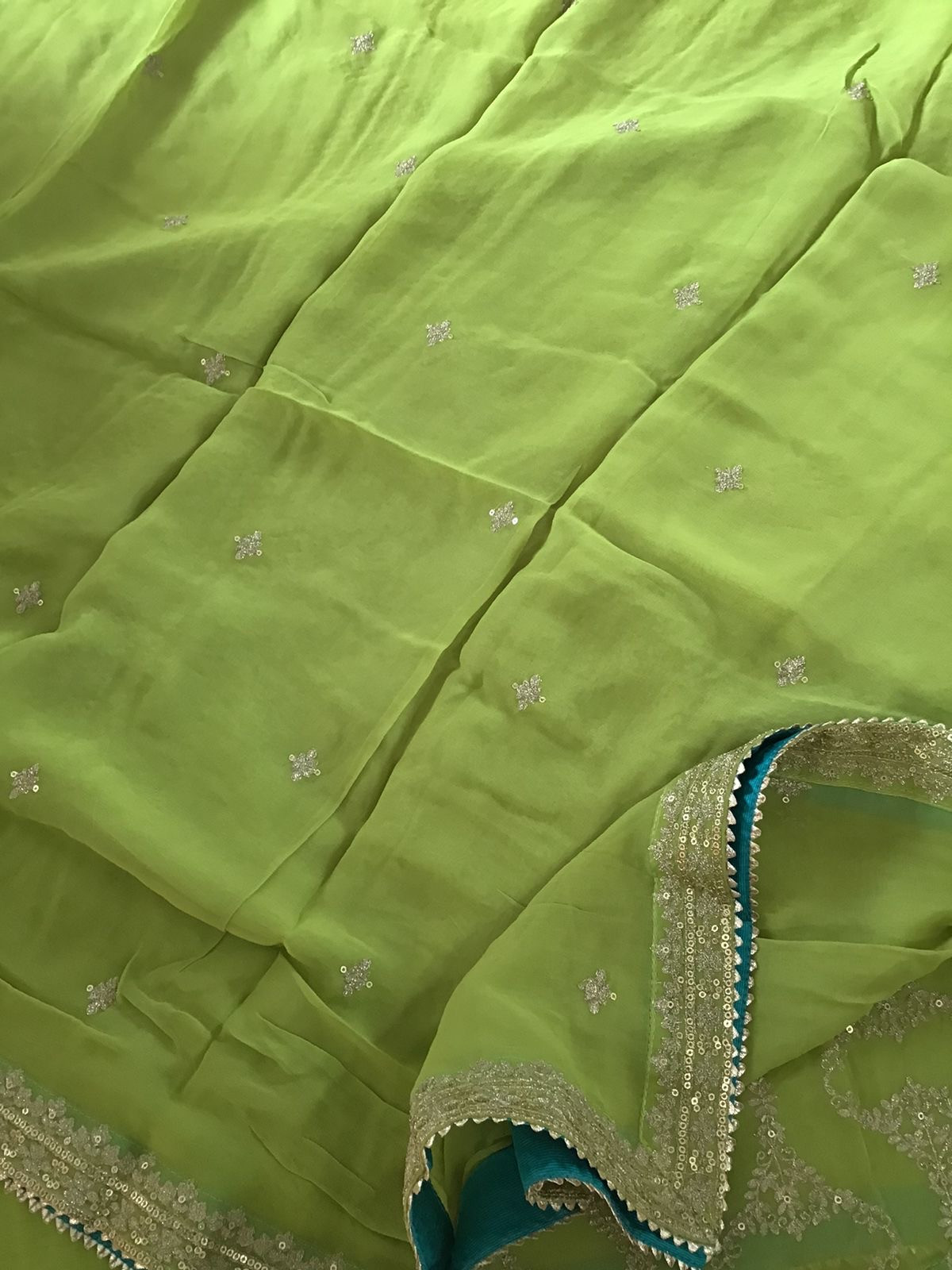 Pure Georgette Embroidered Suit - Green