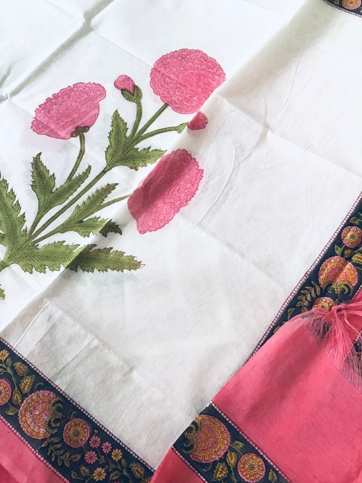 Soft Chanderi Printed Embroidered Suit - Pink