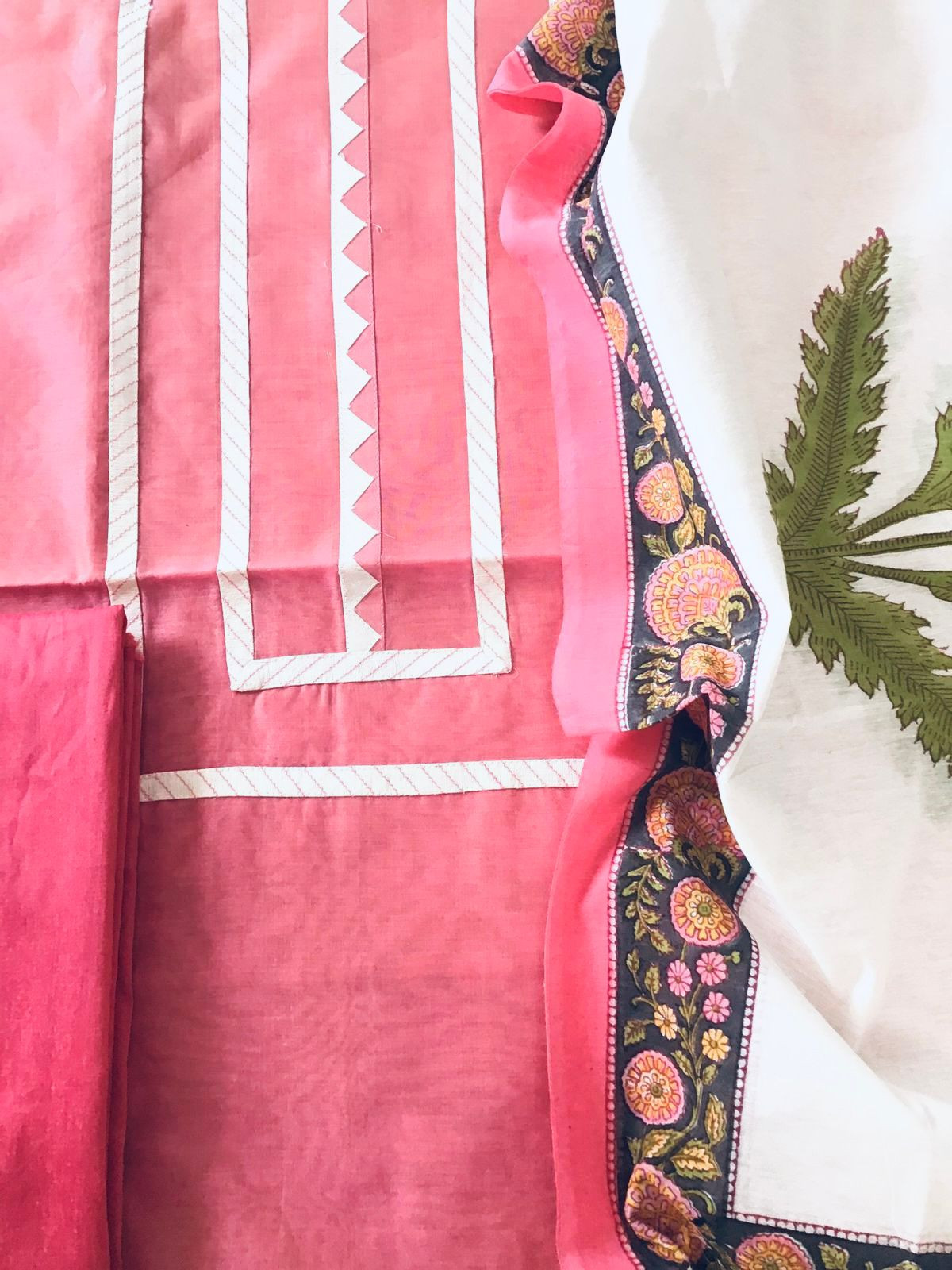 Soft Chanderi Printed Embroidered Suit - Pink