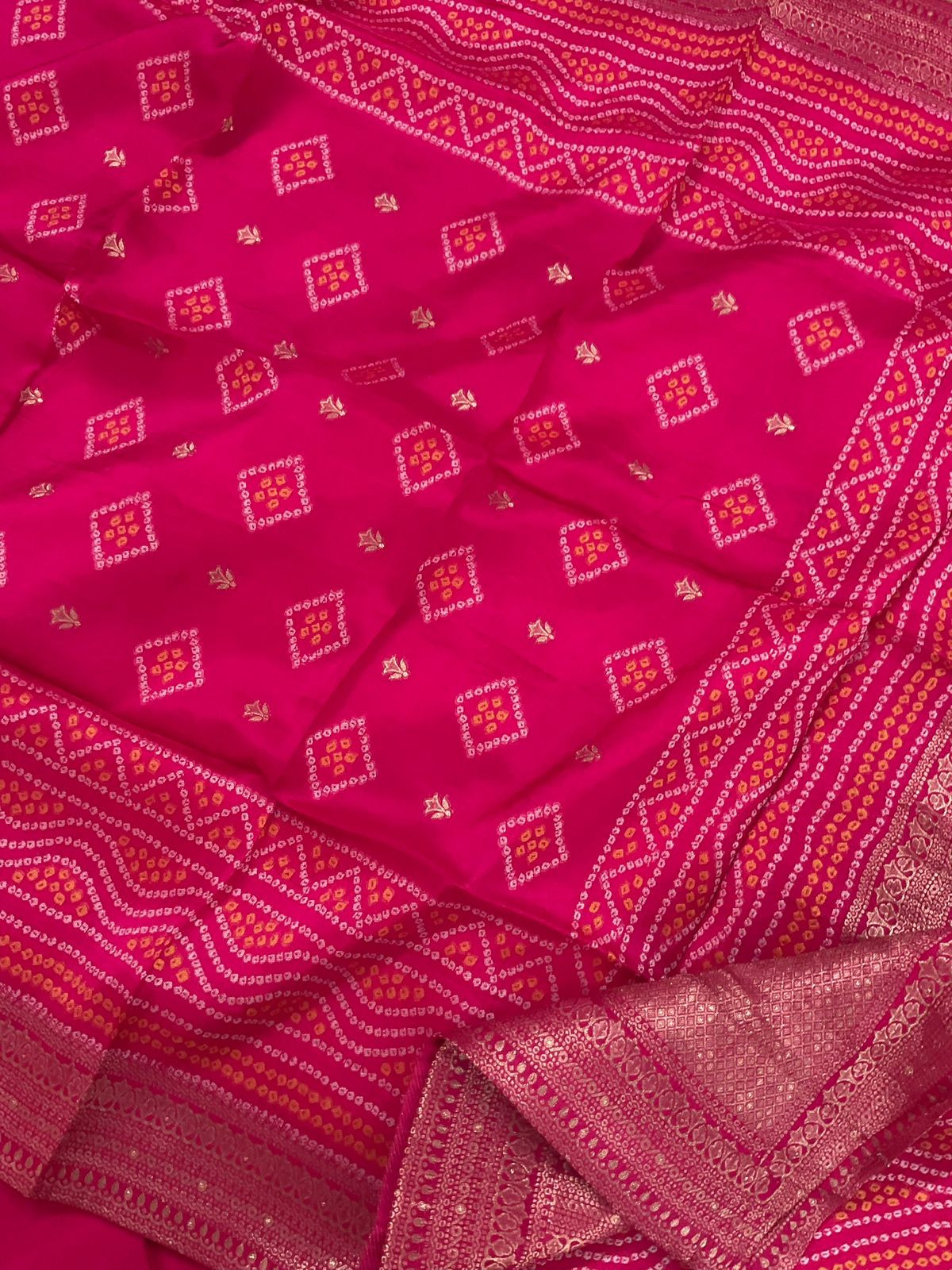 Soft Dola Silk Printed Banarasi Weaved Embroidered Suit - Pink