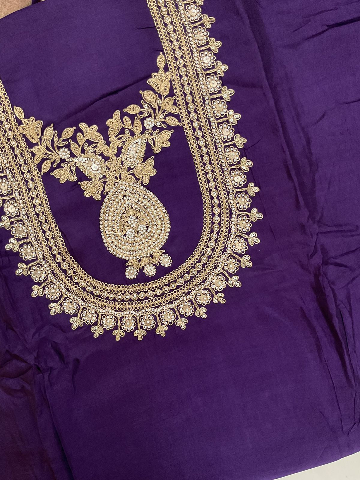 Soft Muslin Embroidered Suit - Violet