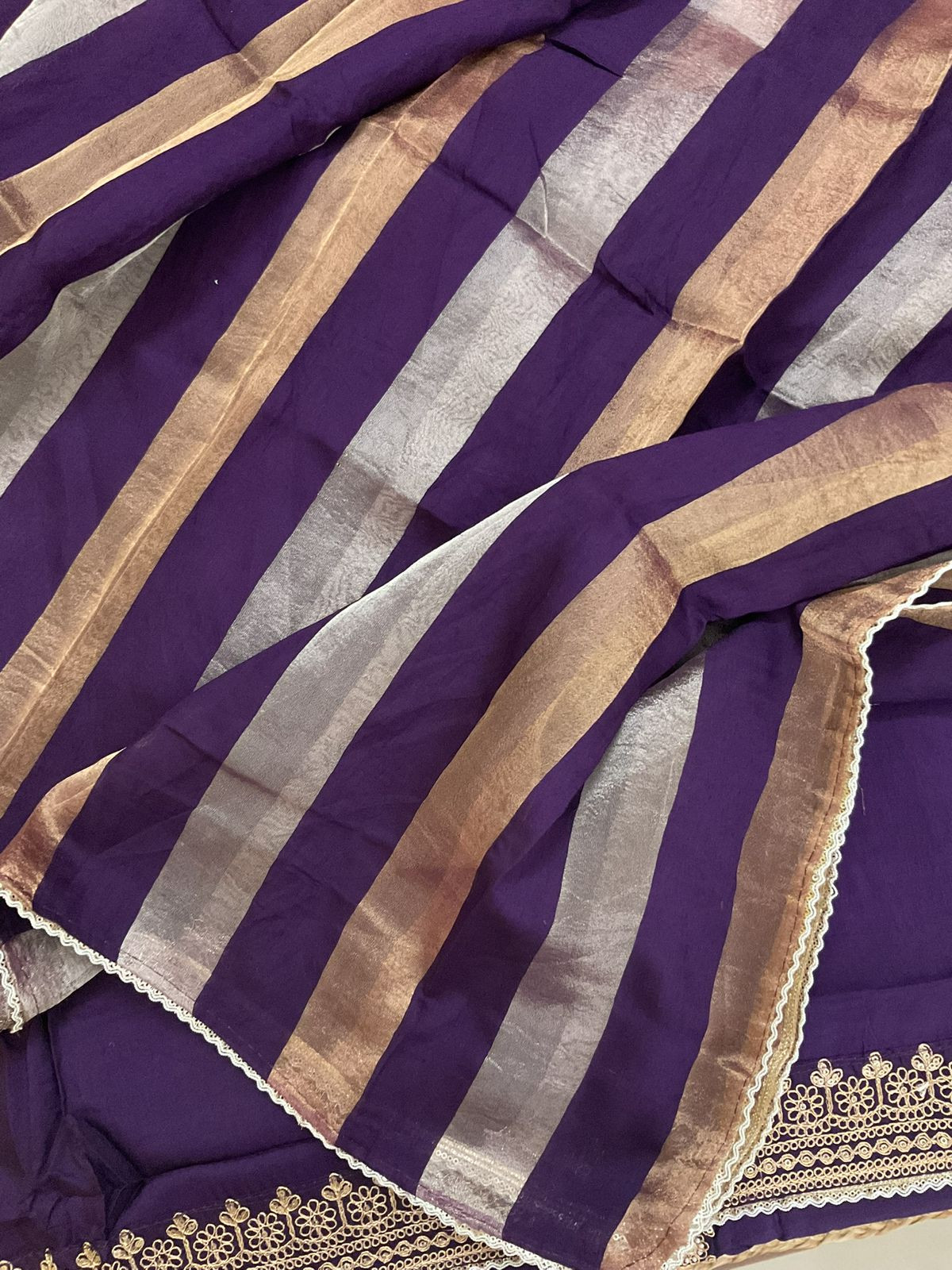 Soft Muslin Embroidered Suit - Violet