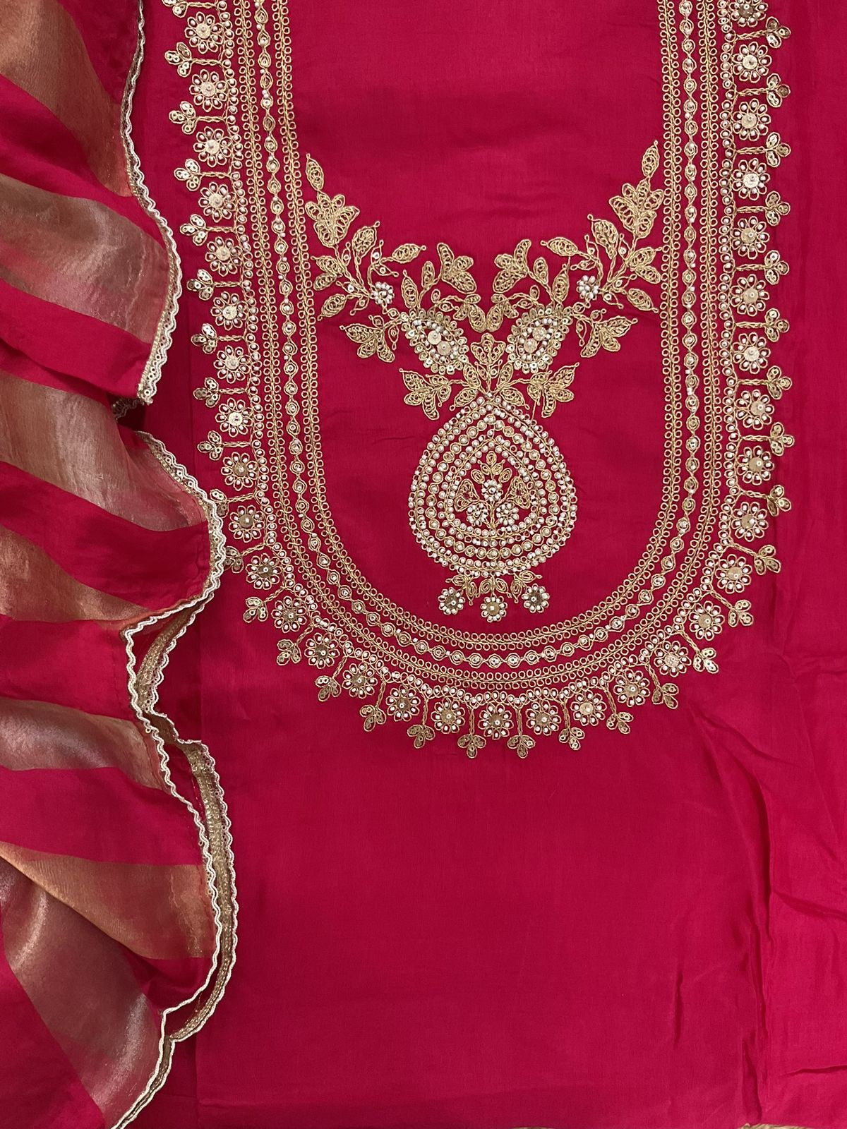 Soft Muslin Embroidered Suit - Pink