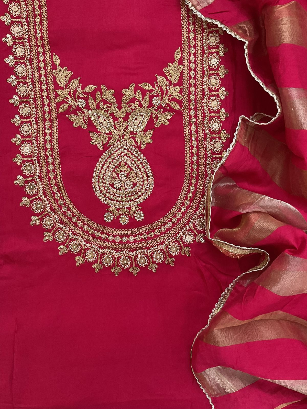 Soft Muslin Embroidered Suit - Pink