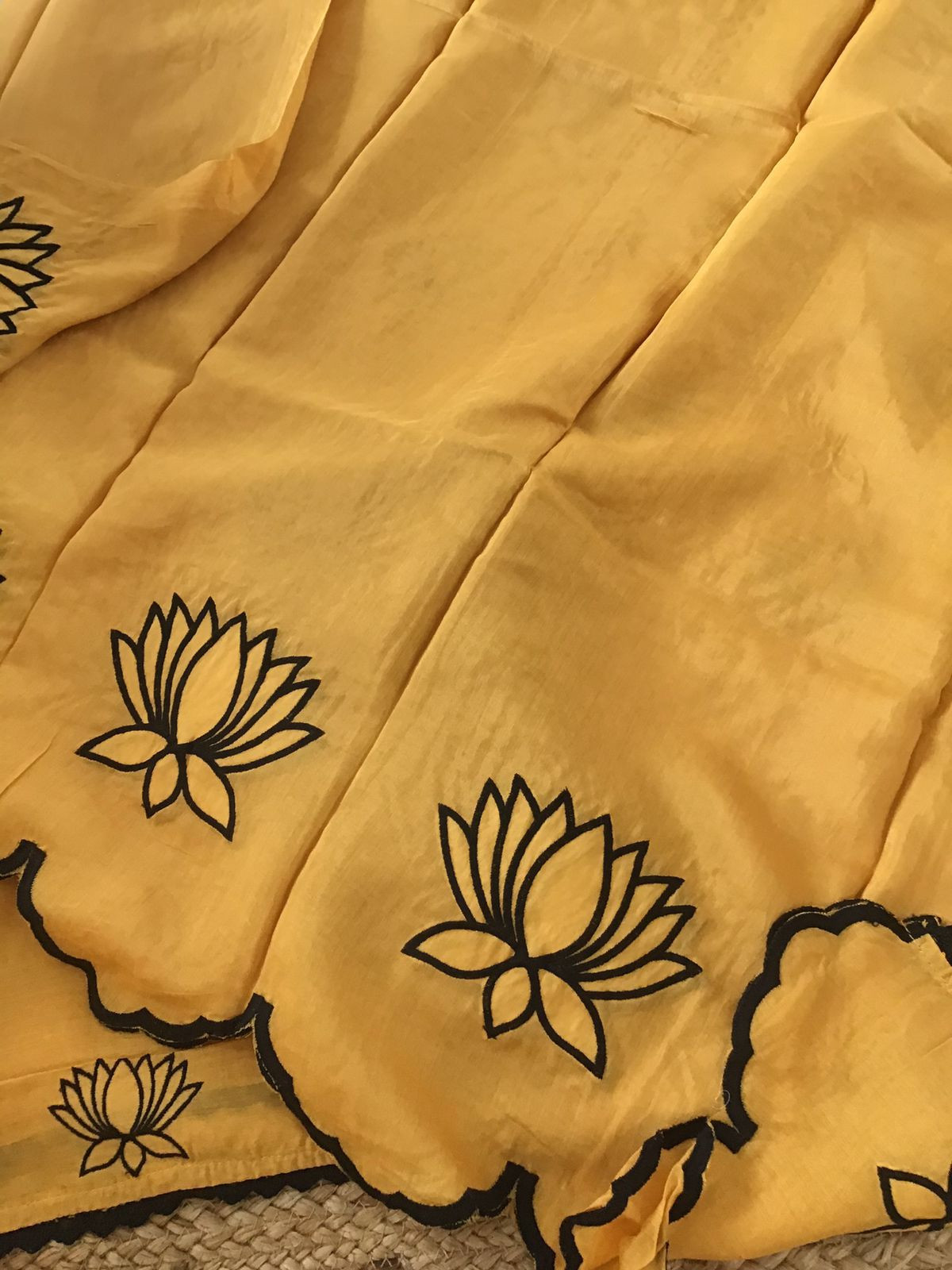 Pure Muslin Silk Embroidered Suit - Yellow