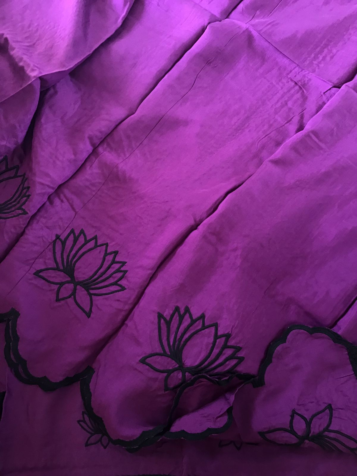 Pure Muslin Silk Embroidered Suit - Violet