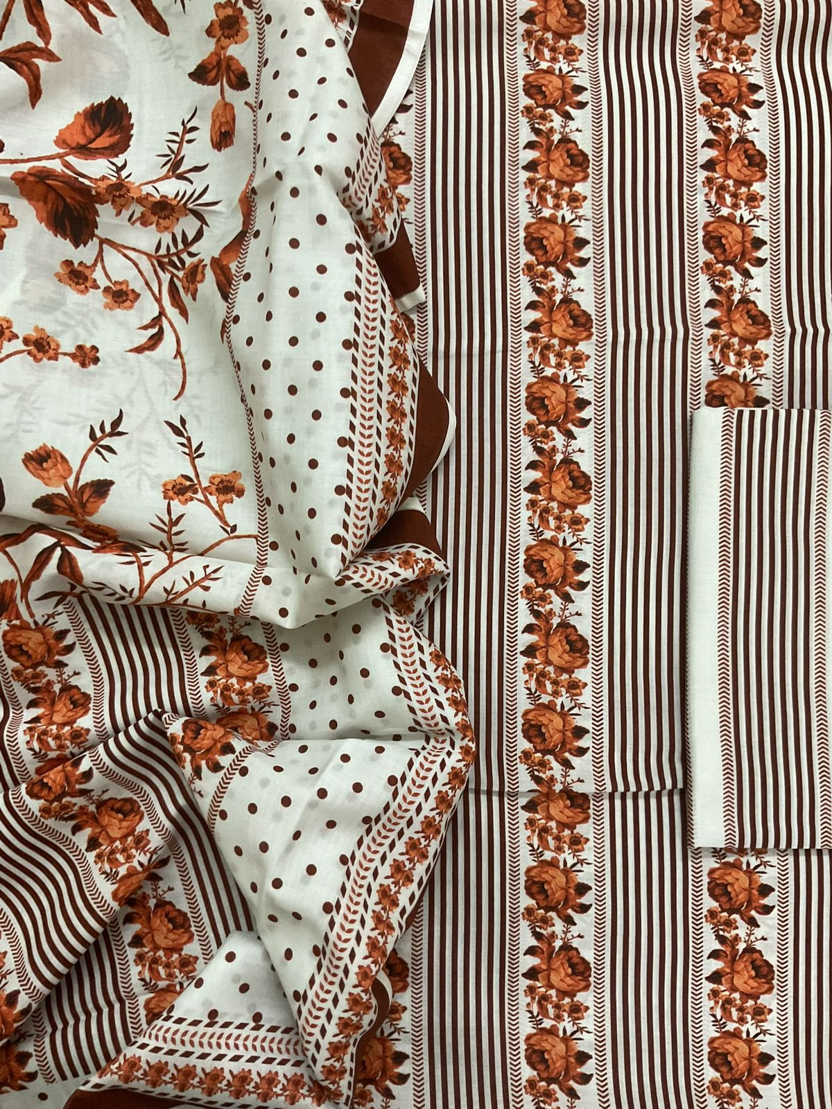 Pure Cotton Printed Suit - Orange