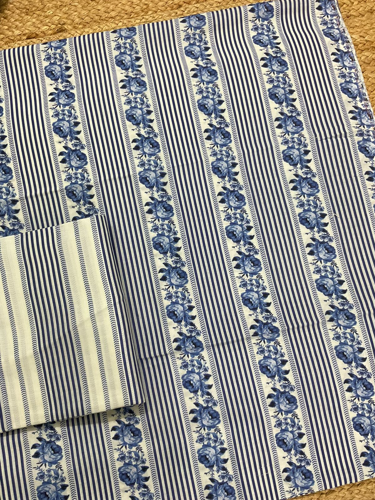 Pure Cotton Printed Suit - Blue