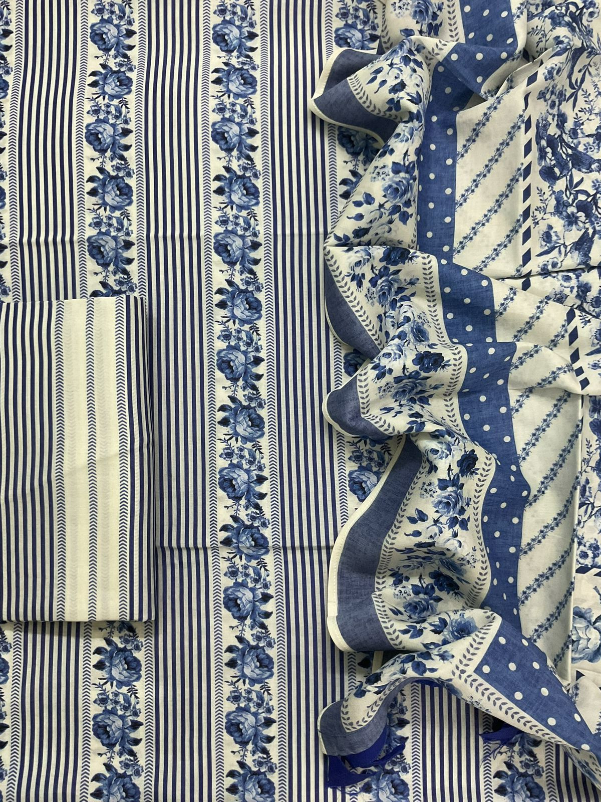 Pure Cotton Printed Suit - Blue