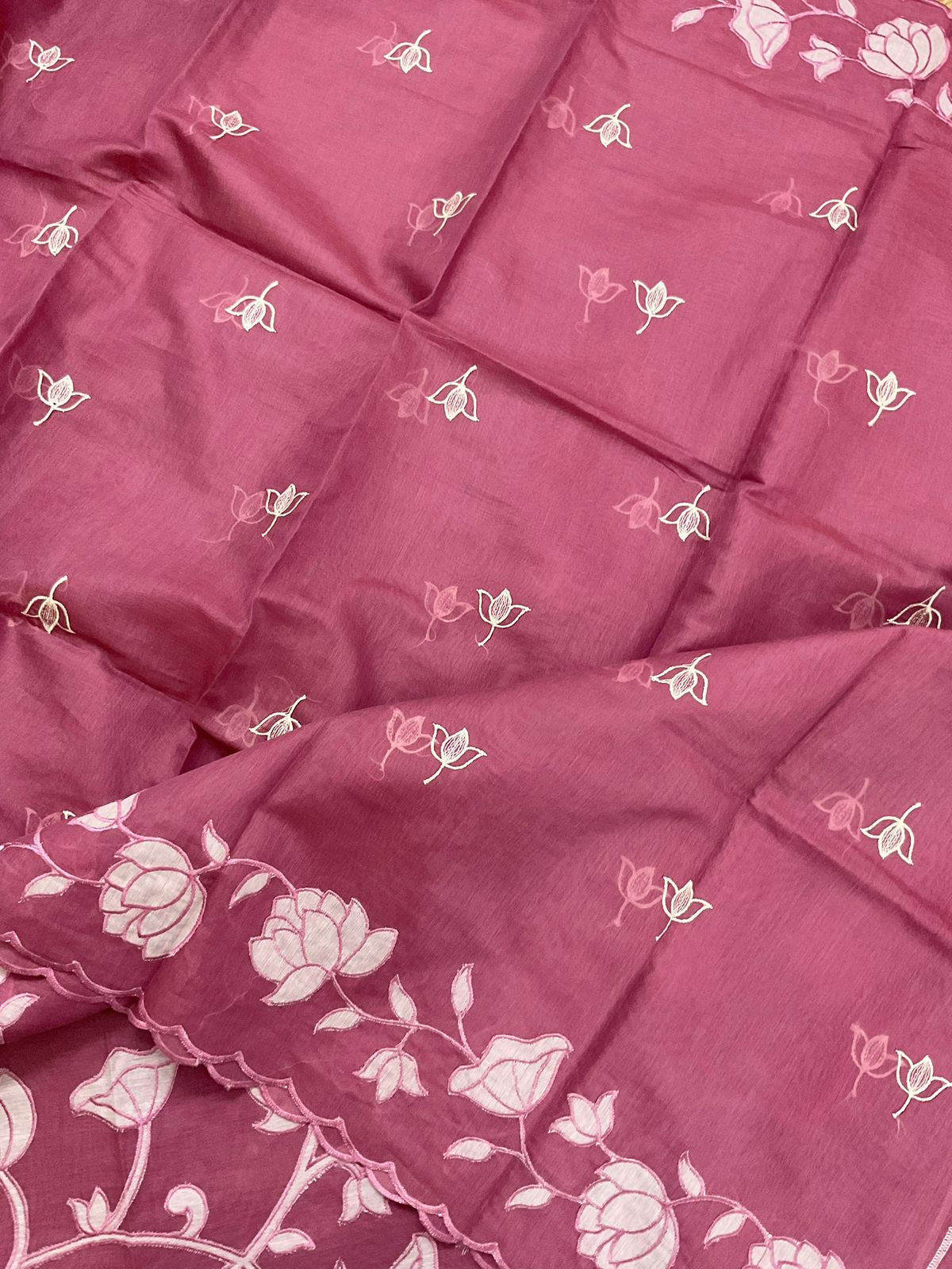 Pure Chanderi Embroidered Suit - Pink