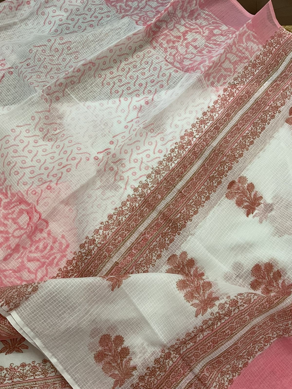 Pure Cotton Printed Embroidered Suit - White