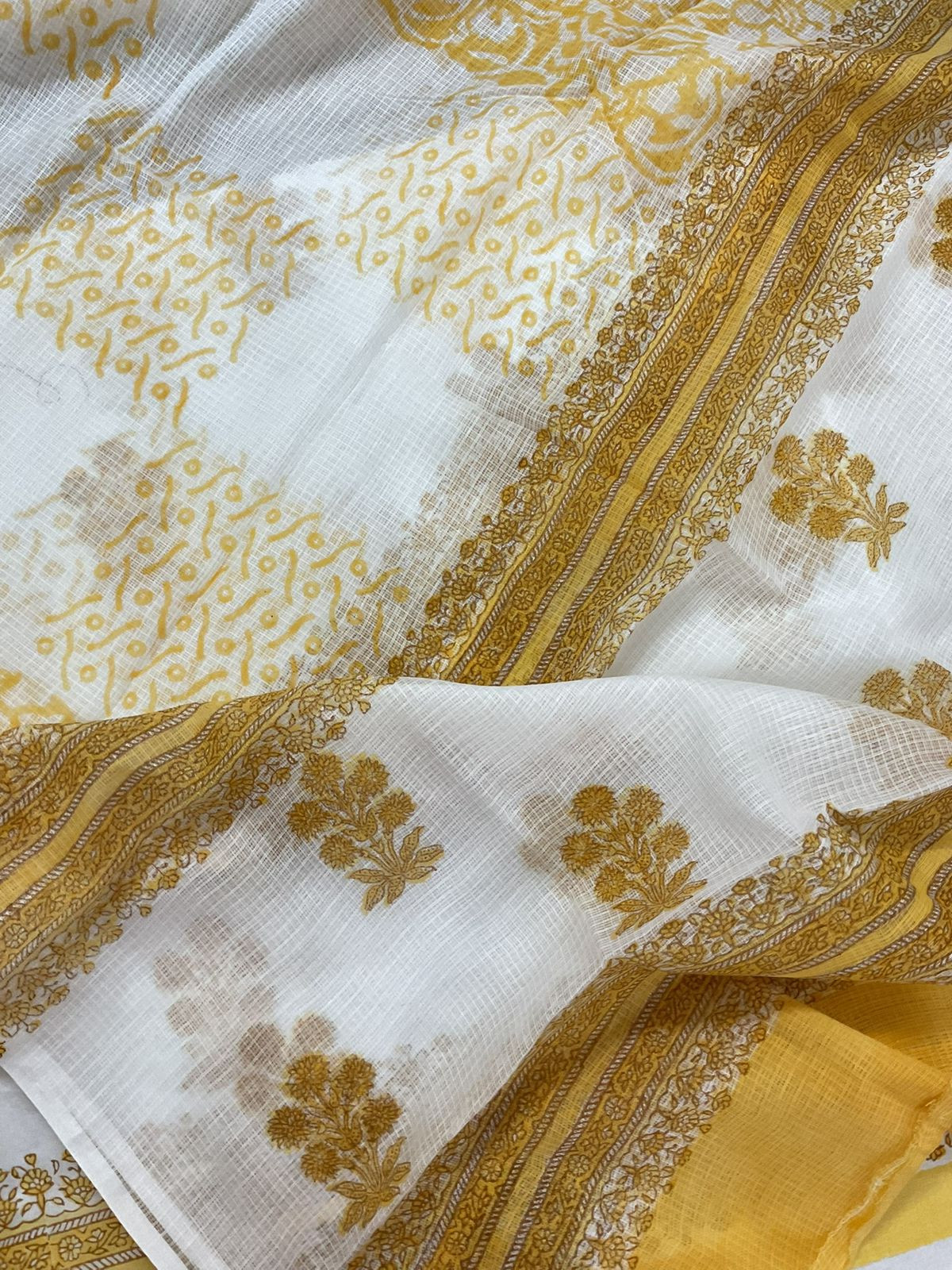 Pure Cotton Printed Embroidered Suit - White