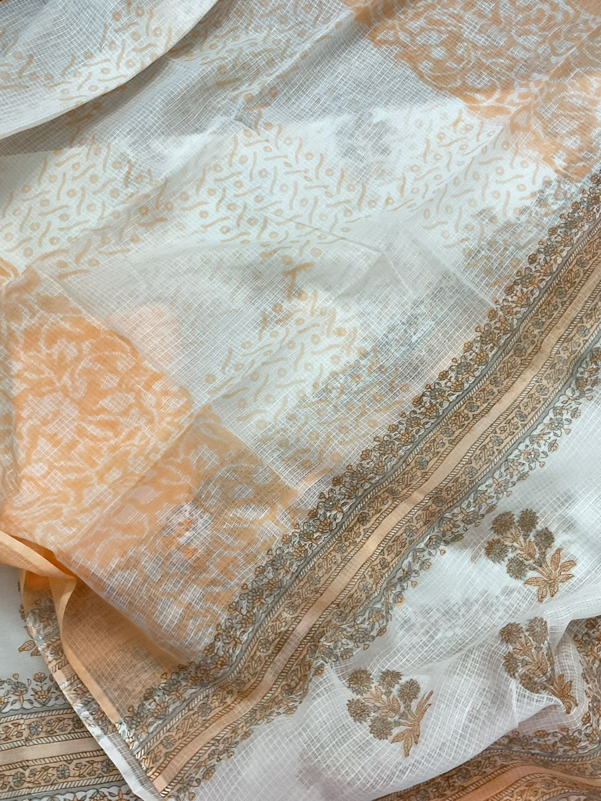 Pure Cotton Printed Embroidered Suit - White