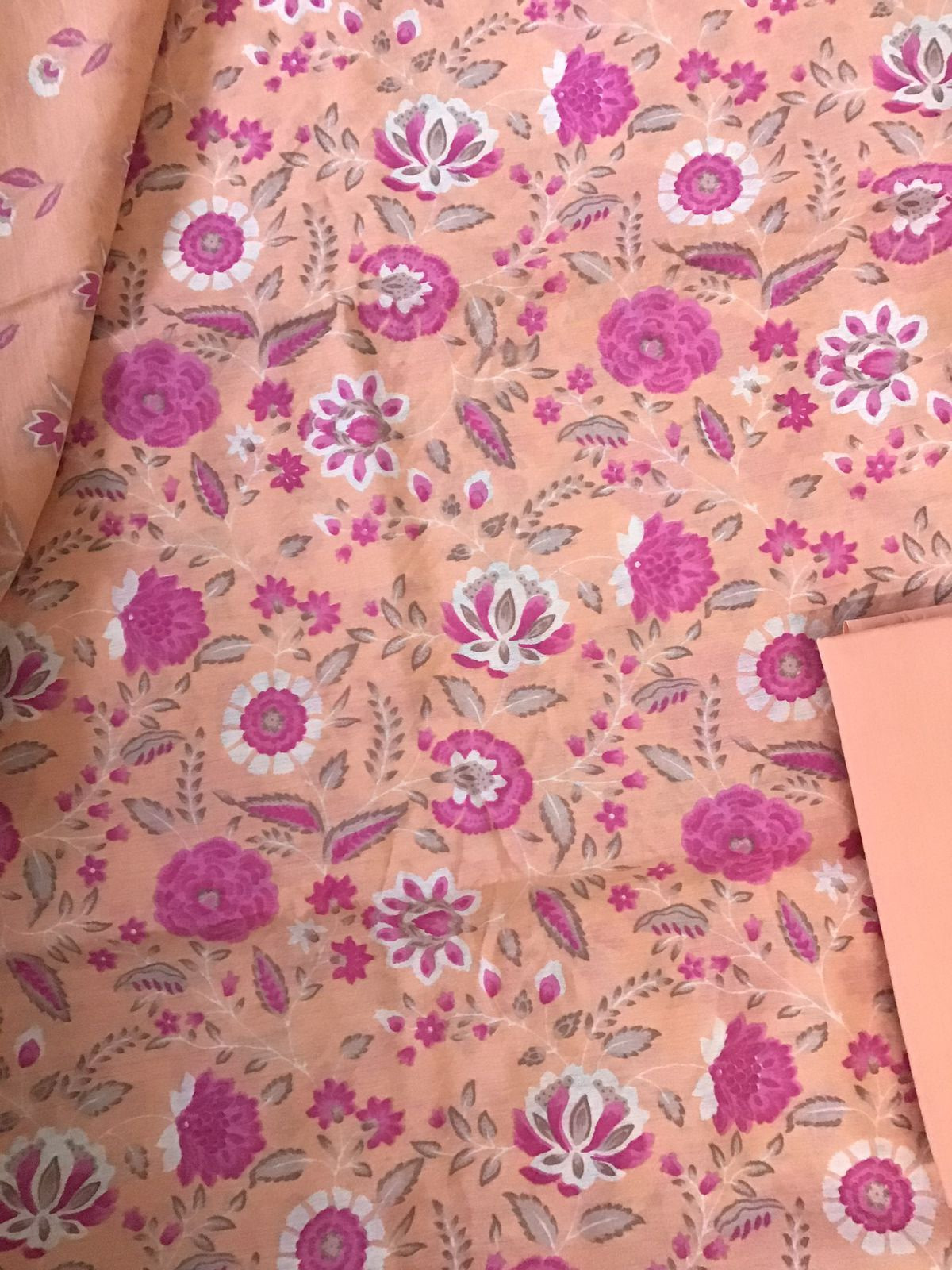 Soft Malai Chanderi Printed Suit - Peach