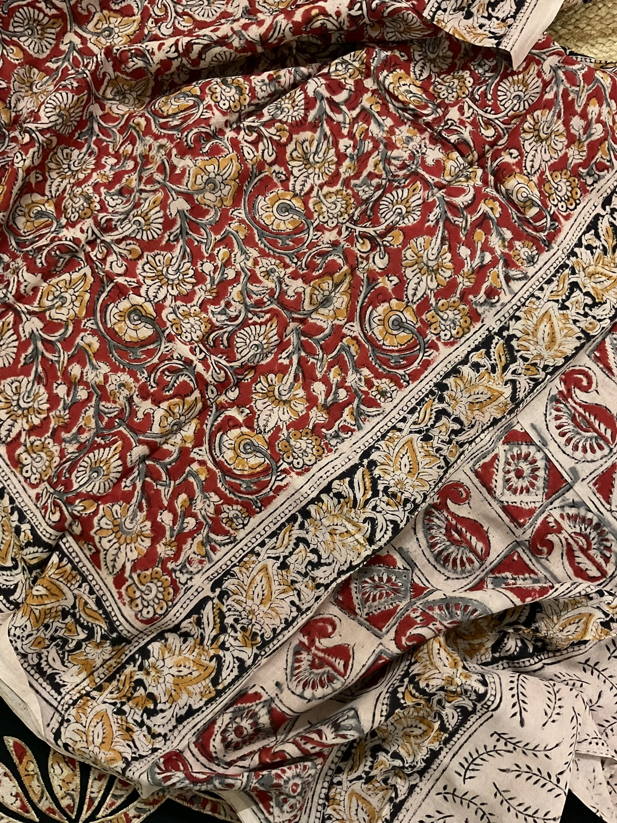 Pure Cotton Printed Embroidered Suit - Black