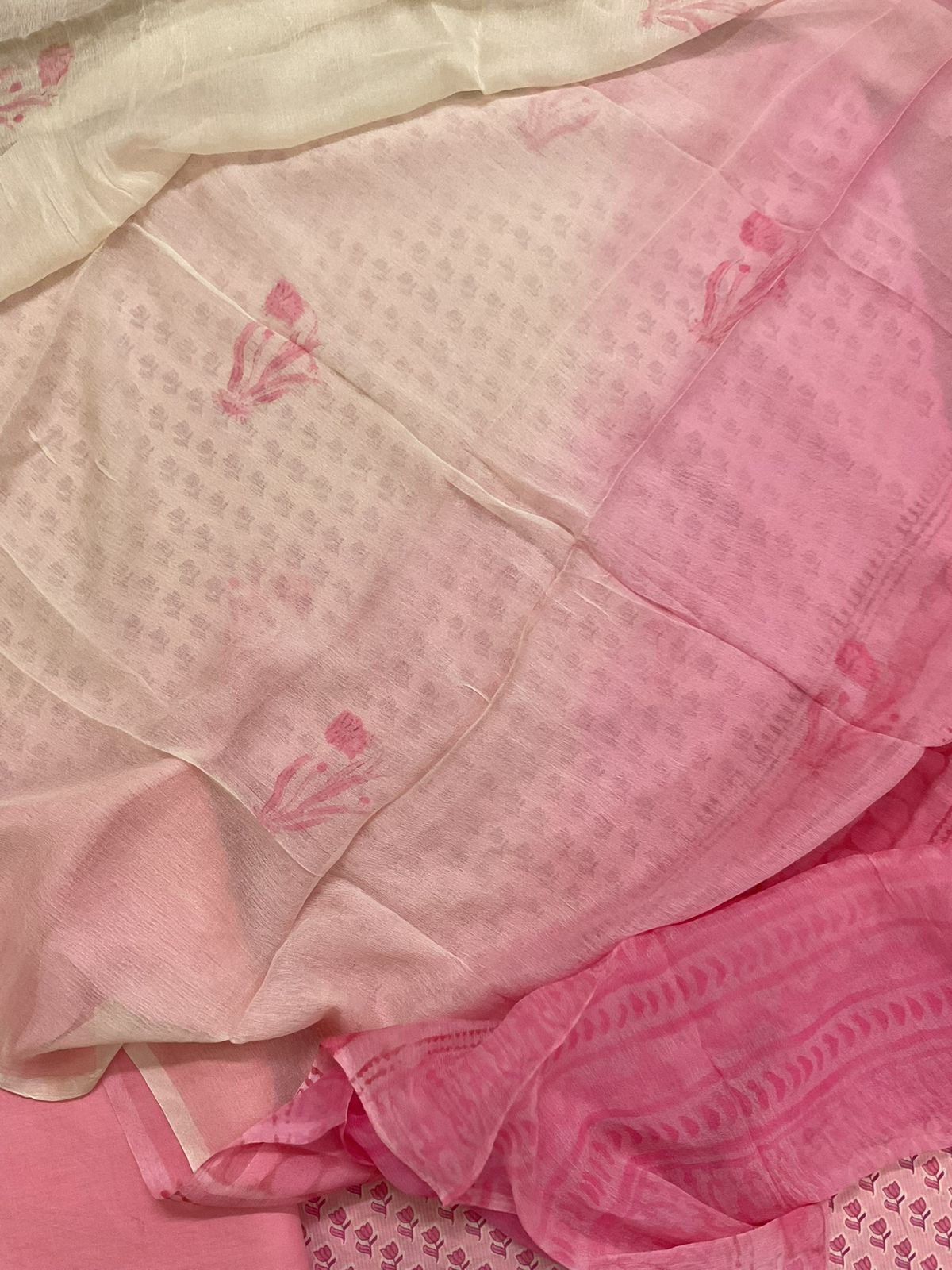 Pure Mul Cotton Printed Self Weaved Suit - Pink