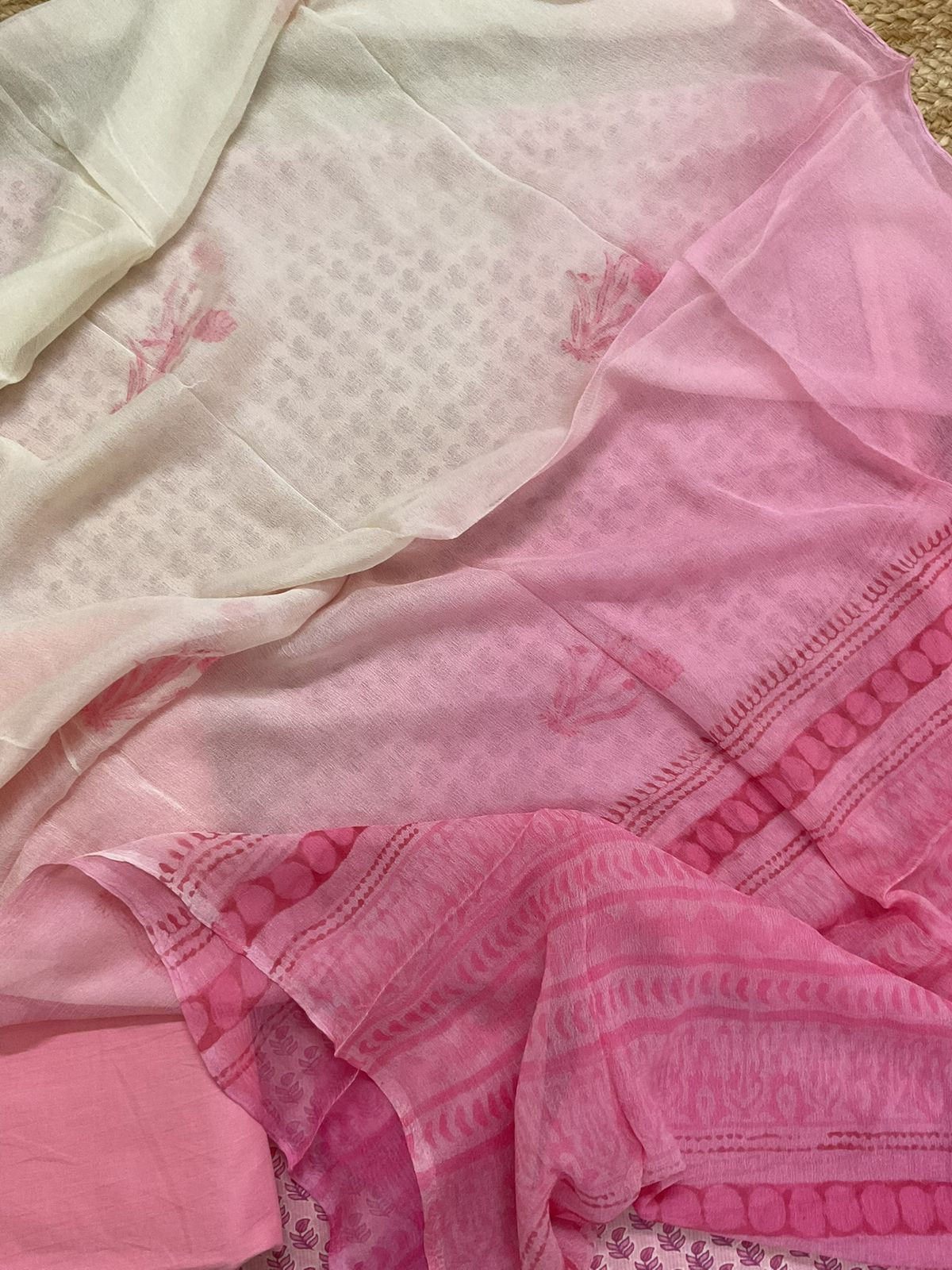 Pure Mul Cotton Printed Self Weaved Suit - Pink