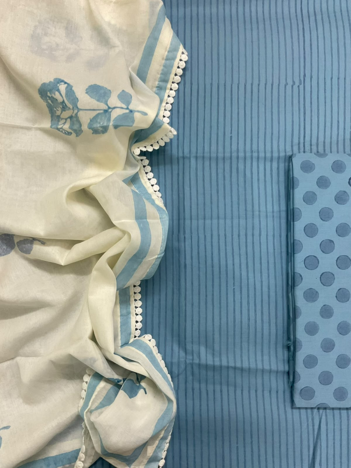 Pure Fine Cotton Printed Suit - Blue
