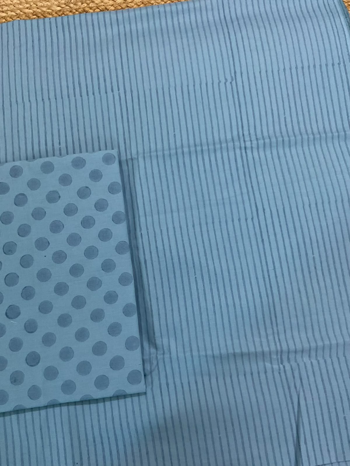 Pure Fine Cotton Printed Suit - Blue